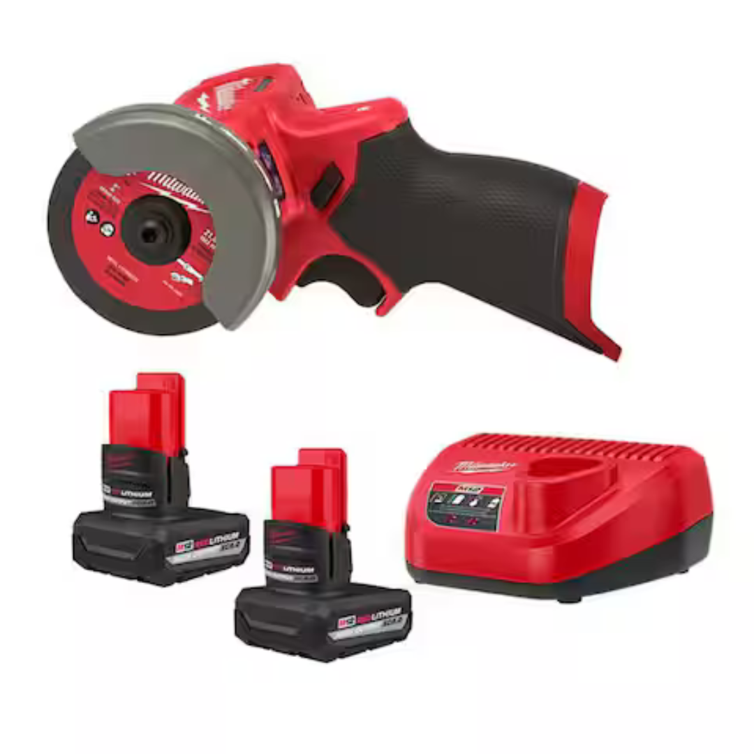 Milwaukee M12 FUEL 12V 3" Cut Off Saw + 2x 5.0Ah Batteries & Charger