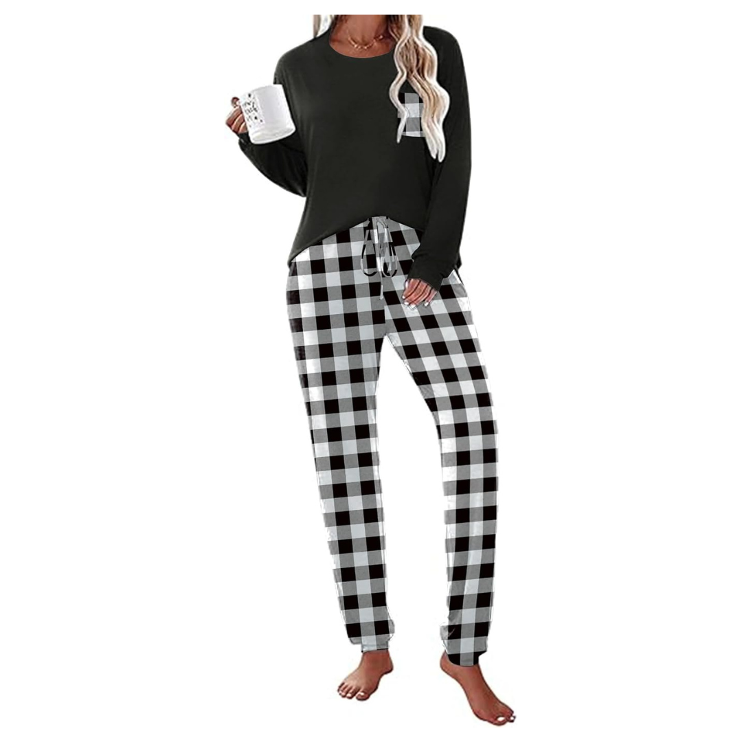 Women's Long-Sleeve Pajama Set W/ Pocket Shirt & Joggers (Various)