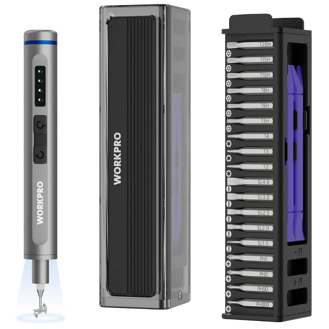 36-Piece Workpro Mini Electric Screwdriver Set With Magnetizer