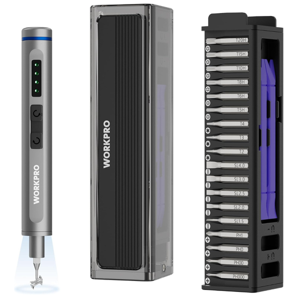 36-Piece Workpro Mini Electric Screwdriver Set With Magnetizer