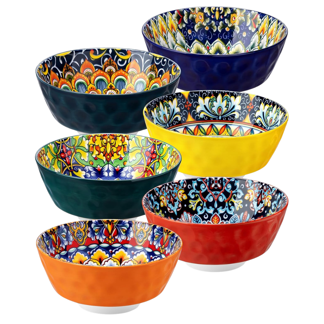 Set Of 6 Vancasso 26-Oz Bohemian Ceramic Cereal Bowls Set