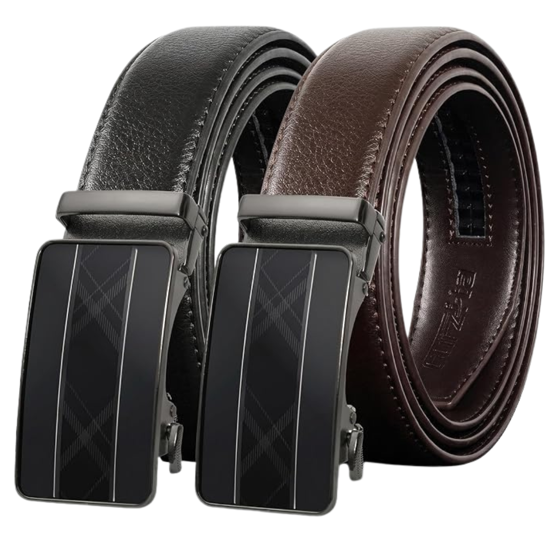 2-Pack Men's Leather Ratchet Belt