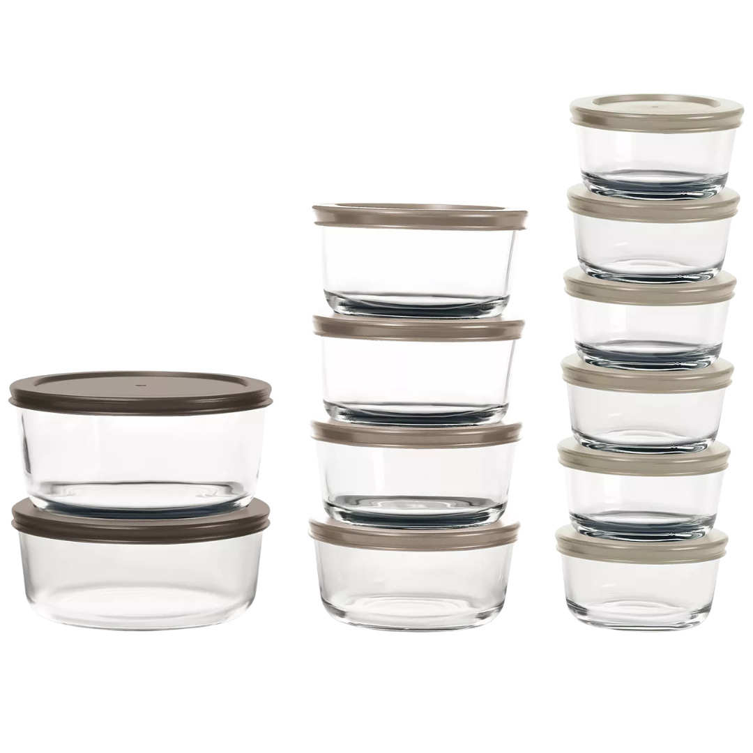 24-Piece Art & Cook Glass Food Storage Set (Taupe Or Light Blue)