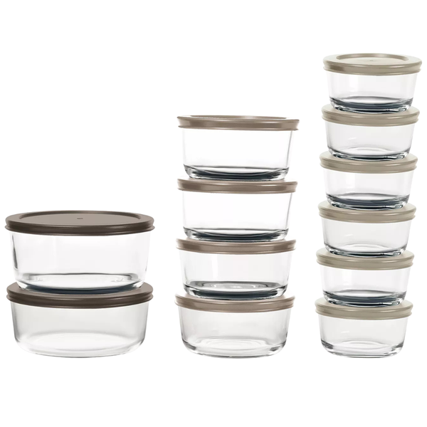 24-Piece Art & Cook Glass Food Storage Set (Taupe Or Light Blue)
