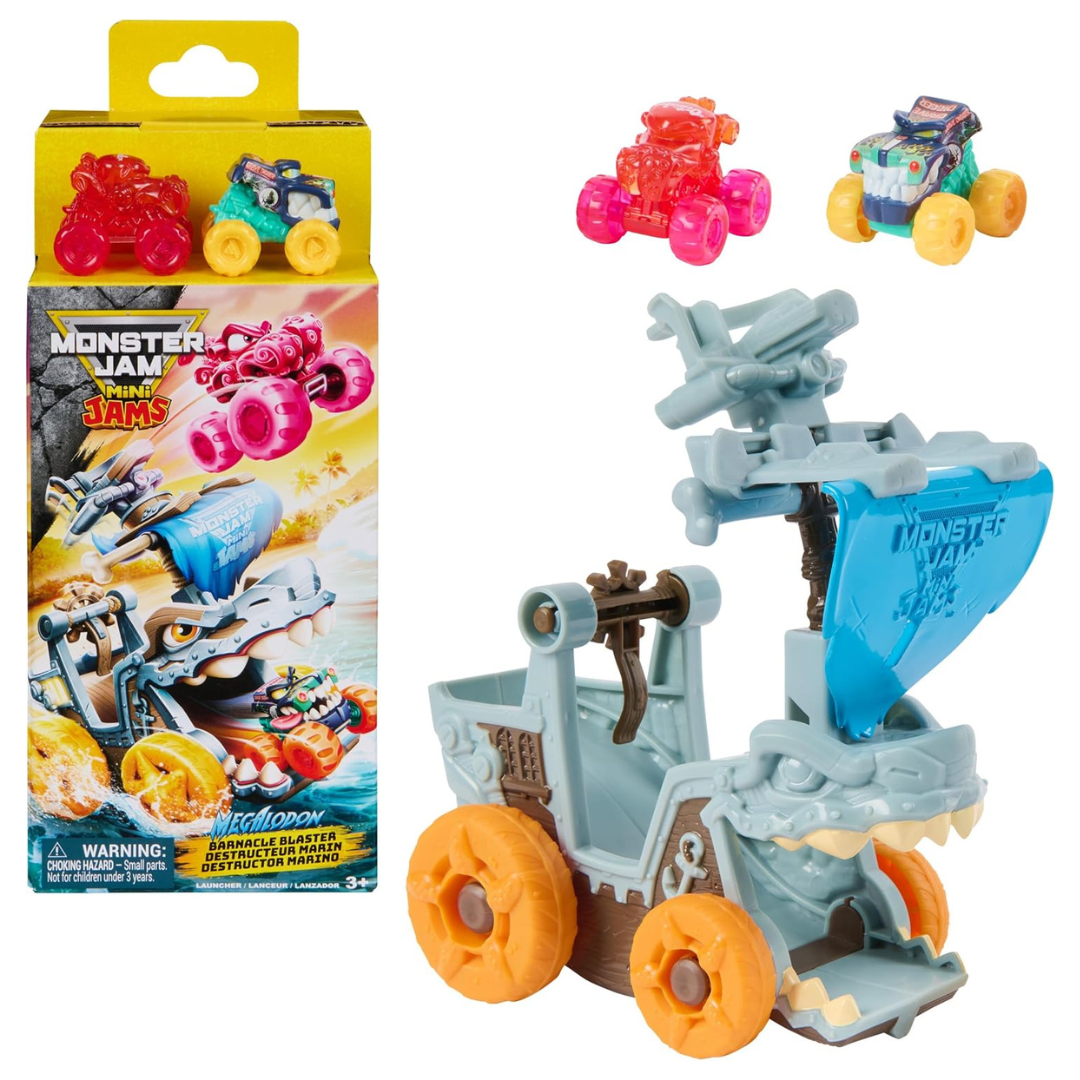 Monster Jam Mini Jams Megalodon Barnacle Blaster Ship Playset