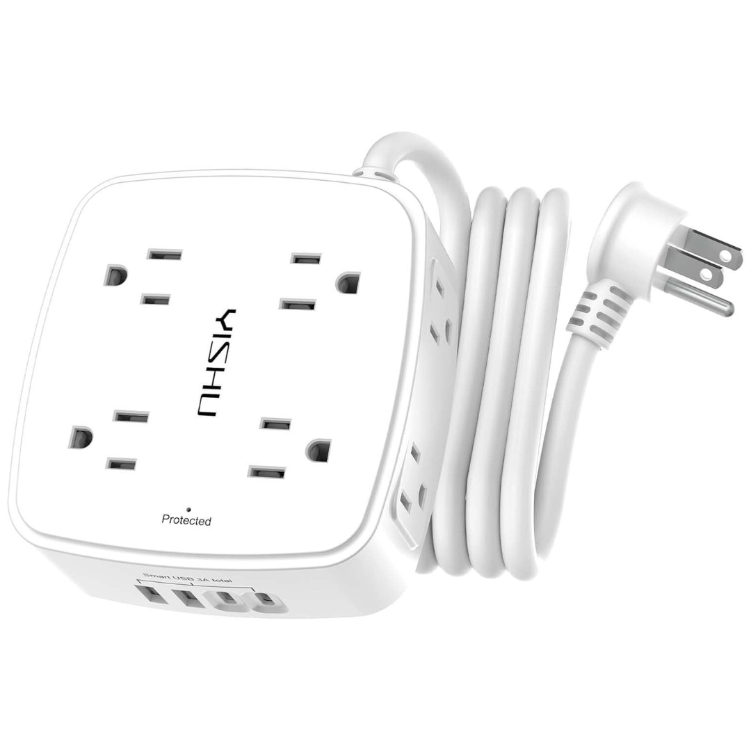 6' Yishu Surge Protector Power Strip With 8-Outlets & 4-USB Ports)