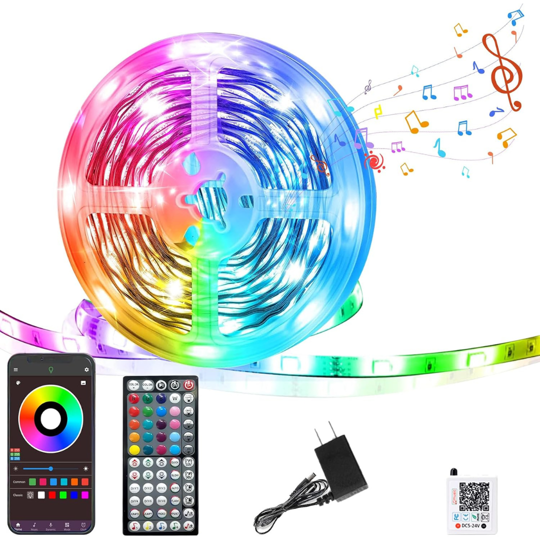 50' Music Sync RGB LED Lights For Bedroom With Remote & App Control