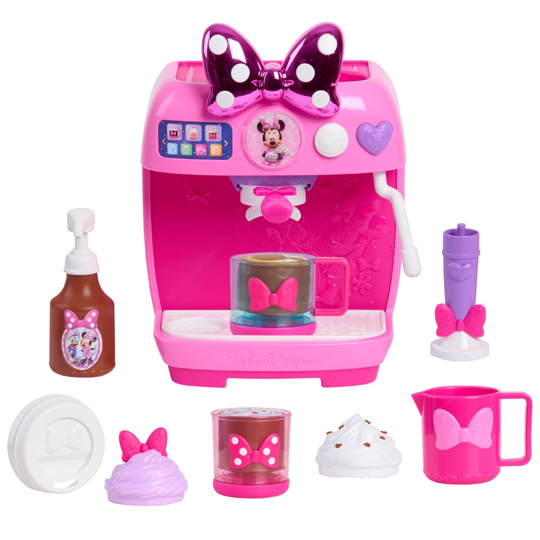 Disney Jr. Minnie Mouse Rise & Shine Bowrista Set 10" Play Espresso Machine