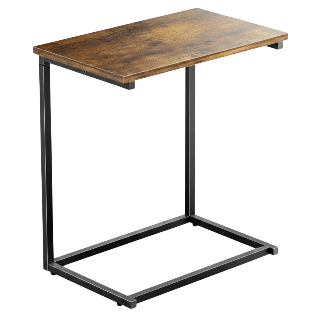 27"H X 20.5"W Gilsum C-Table End Table W/ Solid Wood Top & Steel Base