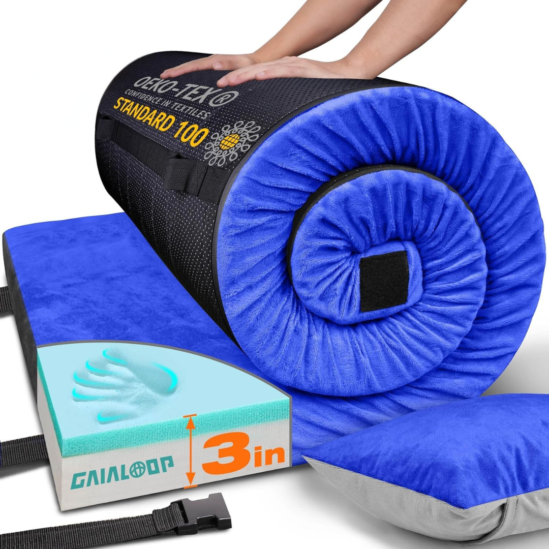 Gaialoop 3" Dual Layer Memory Foam Camping Mattress W/ Washable Cover