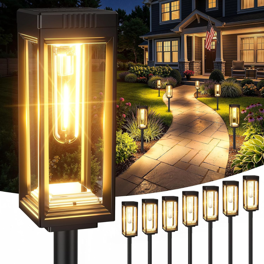 8-Pack VICOUP Outdoor Tall Solar Pathway Lights