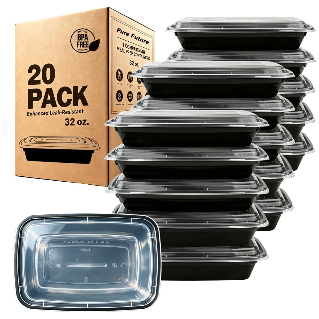 20-Pack 32-Oz Meal Prep Containers With Lids
