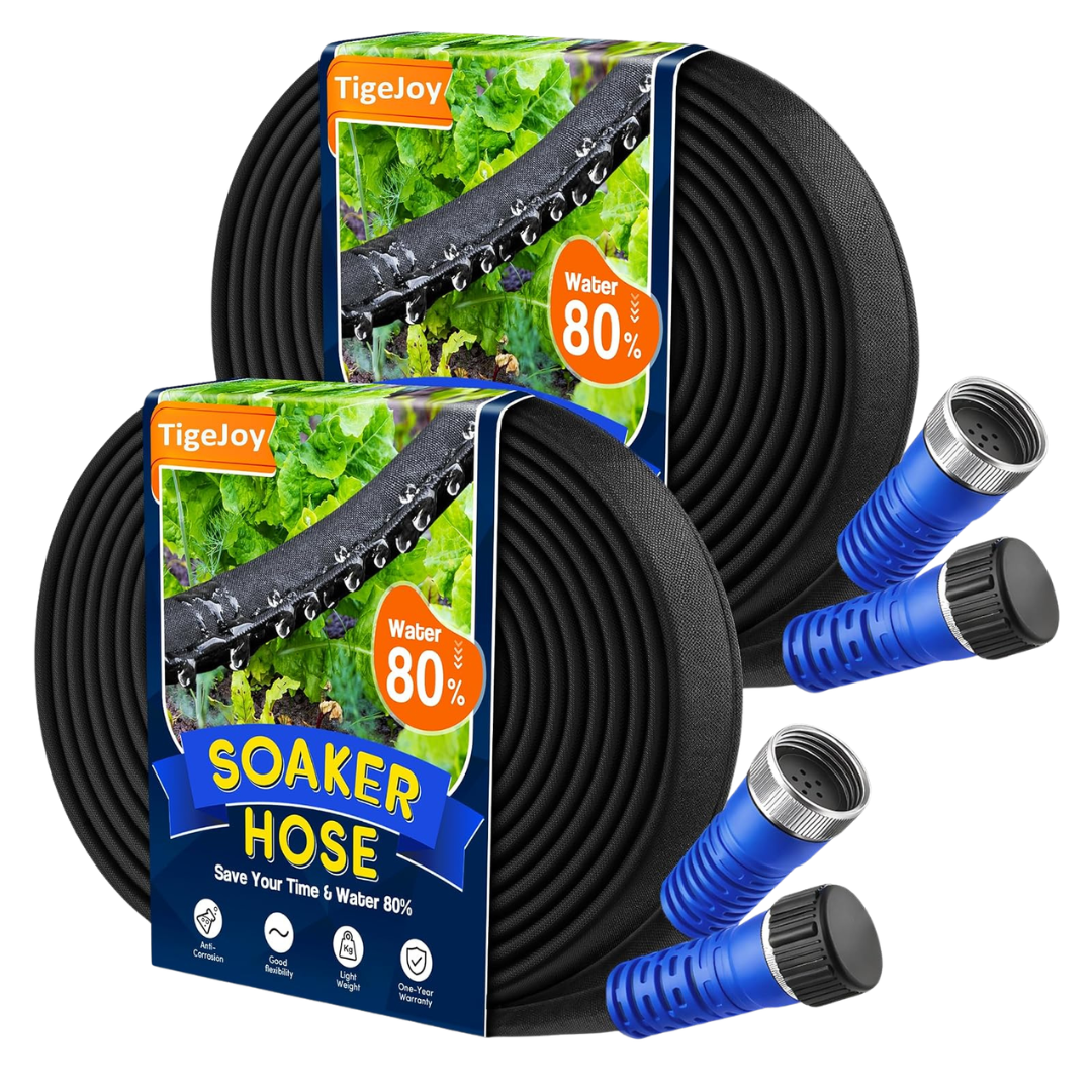 2-Count 100ft Heavy Duty Flexible Leakproof Flat Soaker Hose