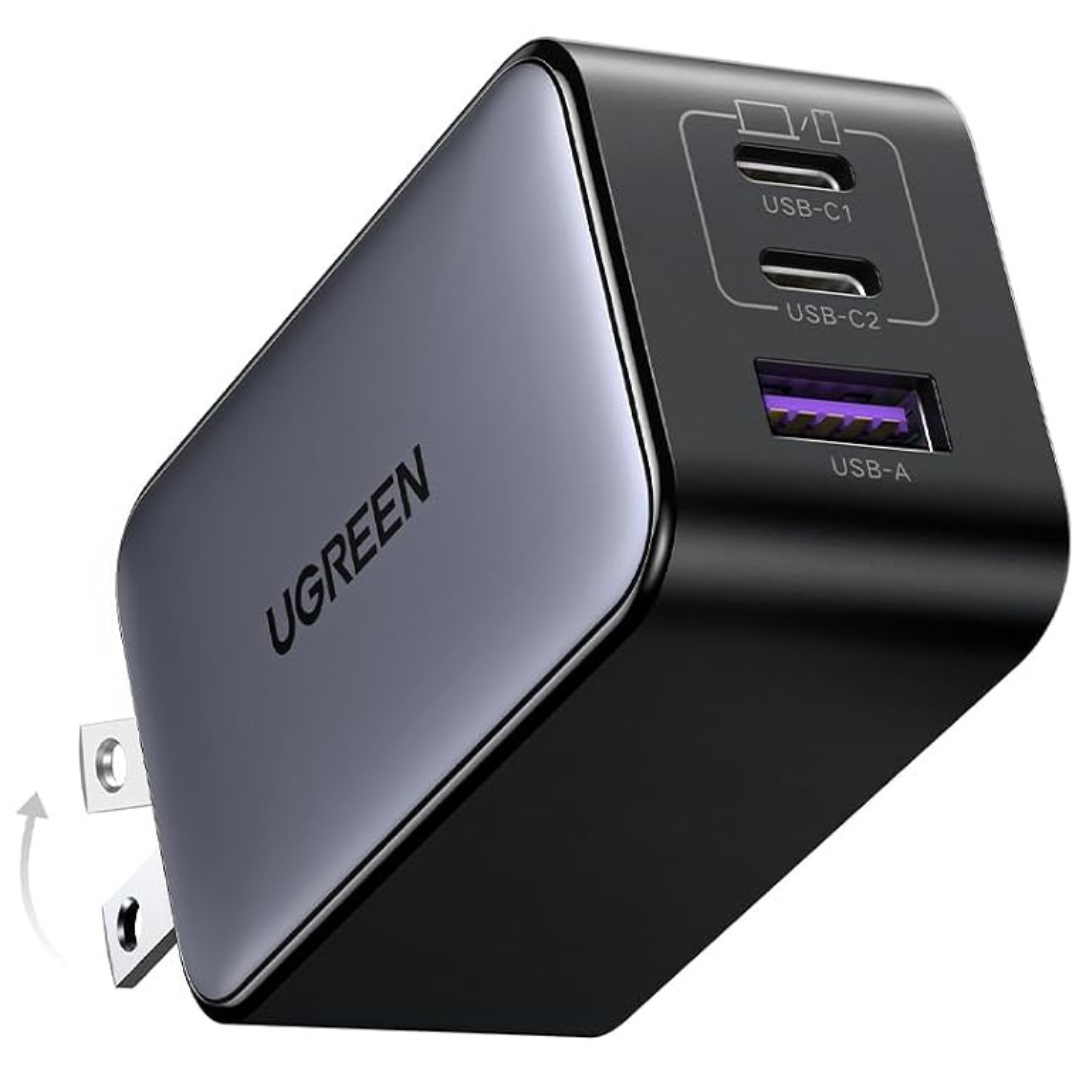 65W Ugreen Nexode GaN 3-Port USB-C & USB-A Foldable Charger