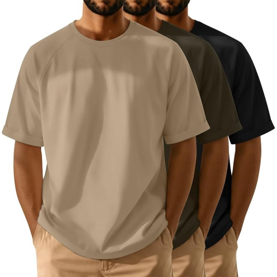 3-Pack Men's Oversized Basic Cotton T-Shirts