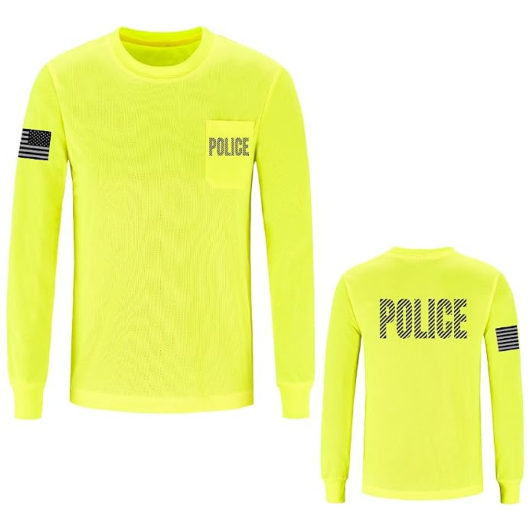 Neon Yellow Police Utility Shirts for Men - XL