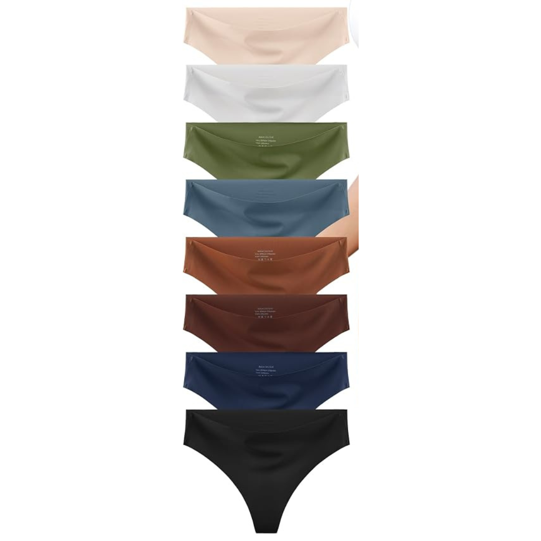 8-Pack Women's Seamless High Waisted No Show T Back Underwear