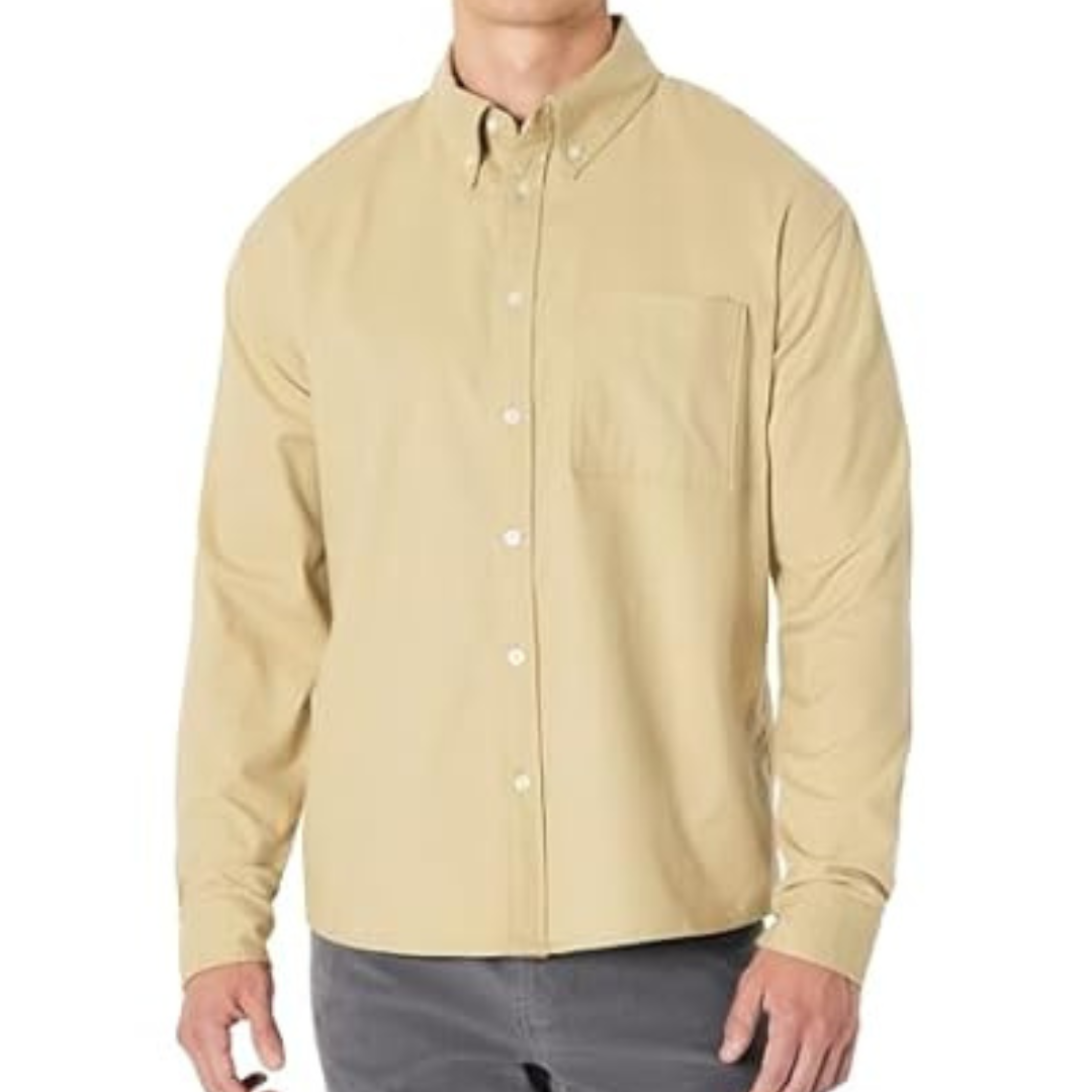 Amazon Essentials Men's Cotton Long Sleeve Button-Down Shirt