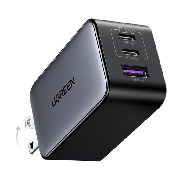 65W Ugreen Nexode GaN 3-Port USB-C & USB-A Foldable Charger
