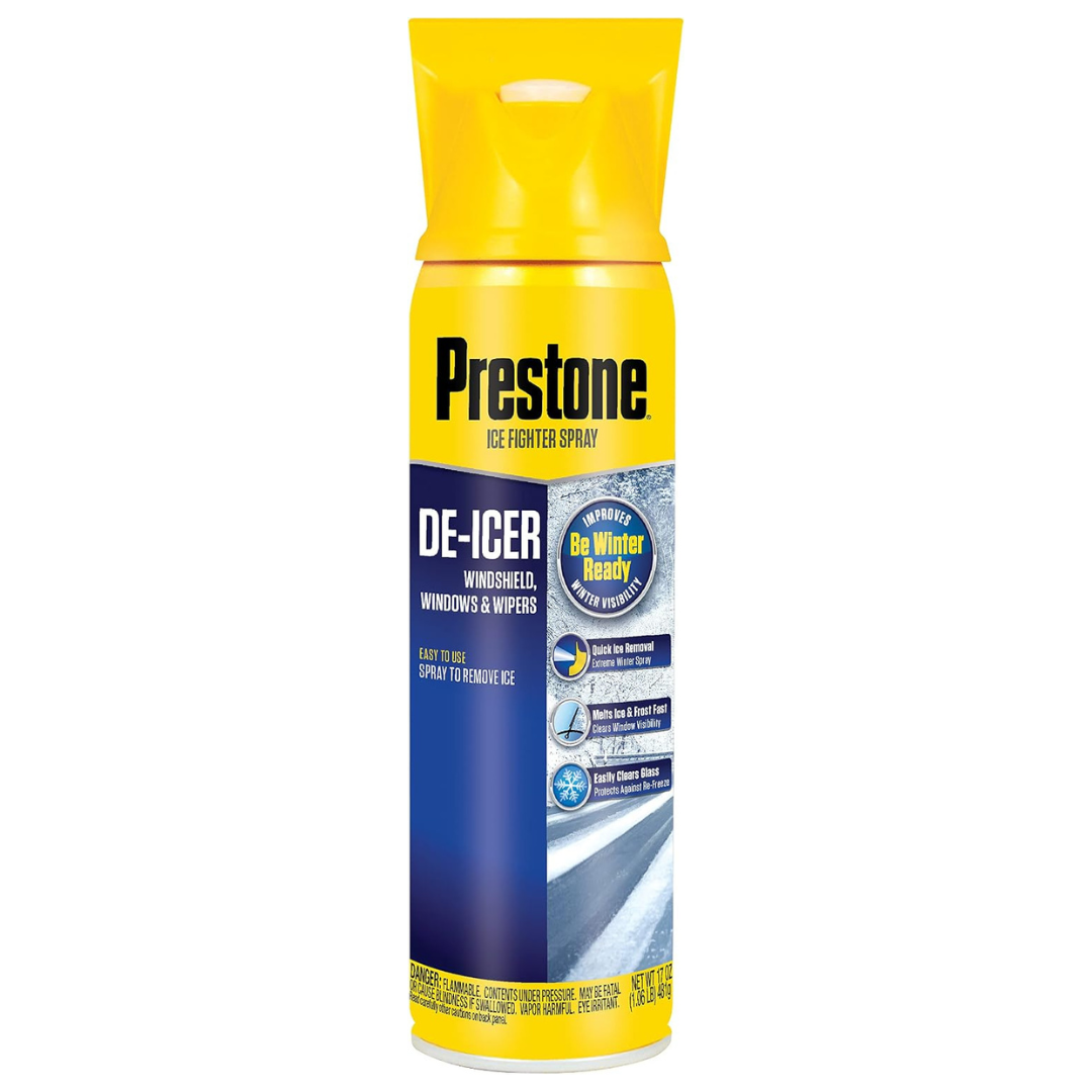 6-Pack Prestone 17-Oz Windshield De-Icer Aerosol Spray W/ Ice Scraper Cap