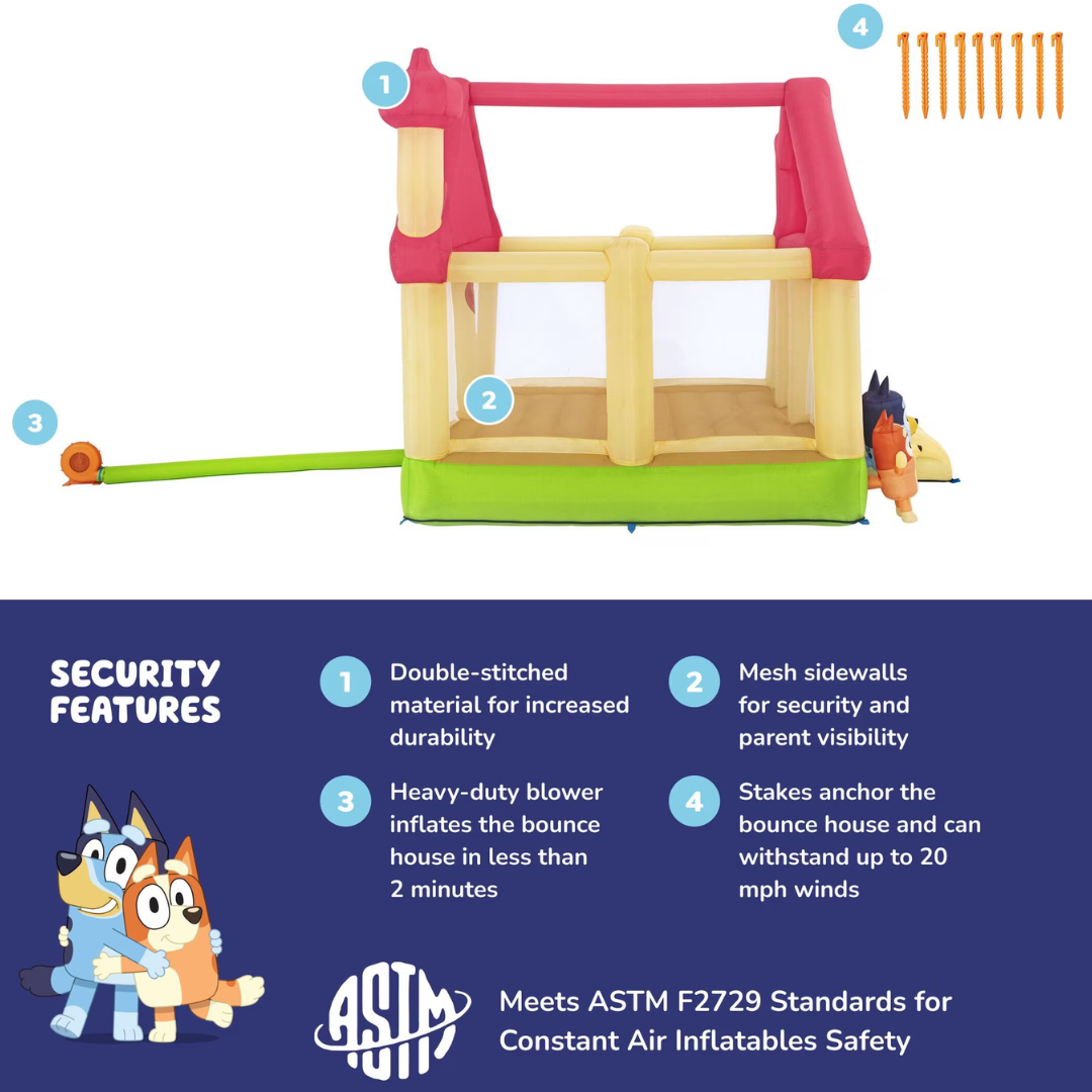 Bluey's Kids Inflatable Mega Bouncy House w/ Slide