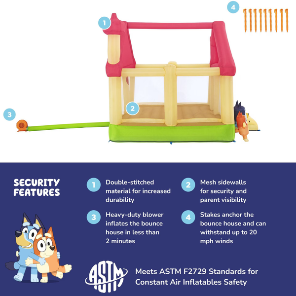Bluey's Kids Inflatable Mega Bouncy House w/ Slide