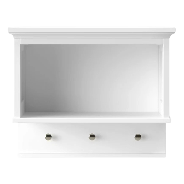 Threshold Wall Shelf With Hooks (White)