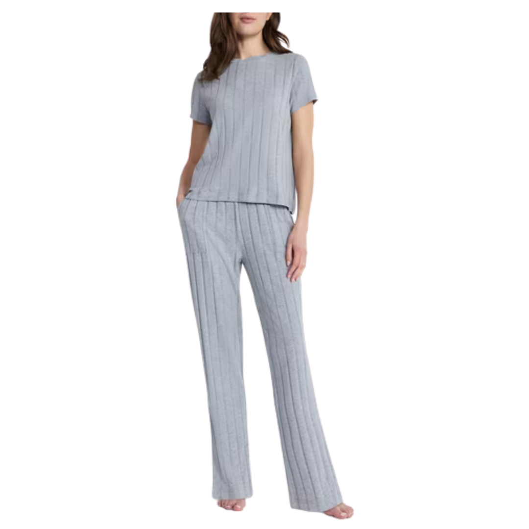 2-Piece Lissome Women's Rib Knit Top And Pants Pajama Set (4 Colors )