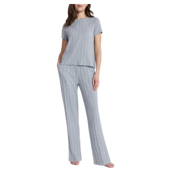 2-Piece Lissome Women's Rib Knit Top And Pants Pajama Set (4 Colors )