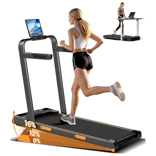 3-in-1 Under Desk 16% Incline Walking Pad Treadmill With Handles