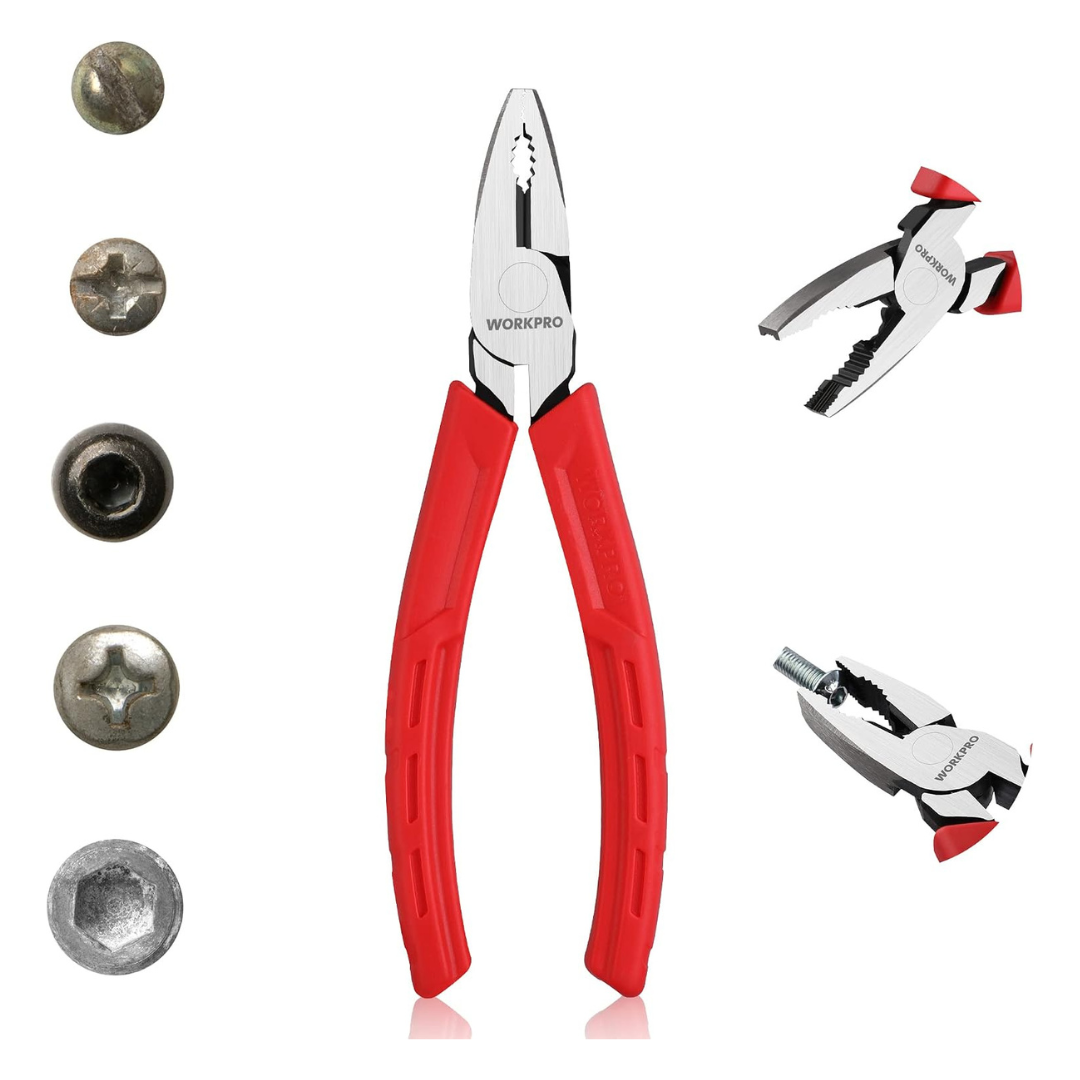 Workpro 6.5" Linesman S Screw Extractor Pliers W/ Unique Non-Slip Jaws