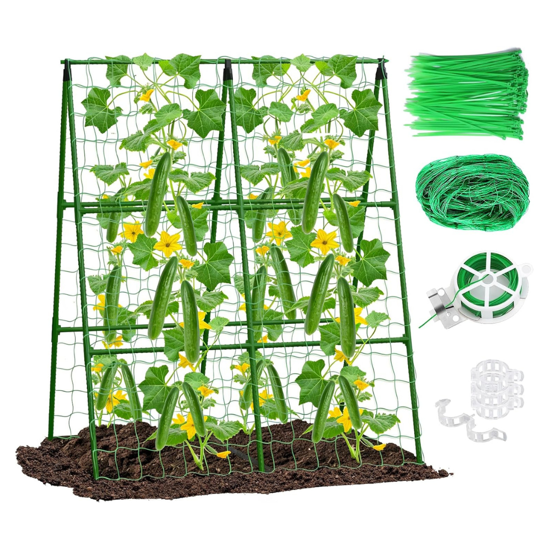 2-Piece Eunice 33" X 47" A-Frame Metal Plant Support Trellis W/ Net