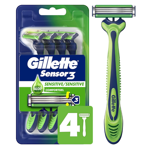 4-Count Gillette Sensor3 Sensitive Men's Disposable Razors