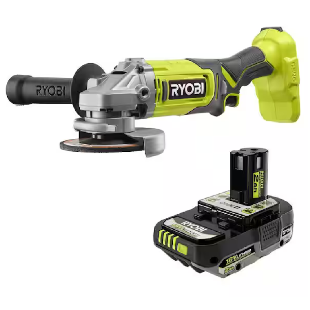 RYOBI ONE+ 18V Cordless 4-1/2" Angle Grinder + 2.0 Ah HP Battery