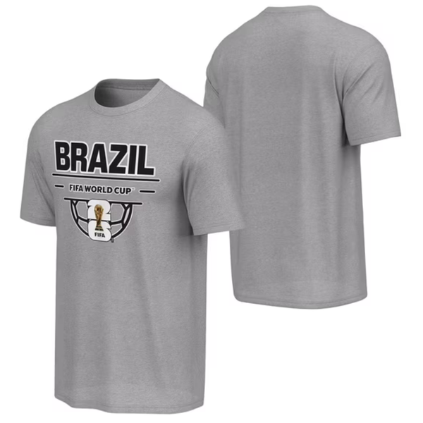 FIFA World Cup 2026 Men's Gray Brazil Soccer Ball Tee (Large)