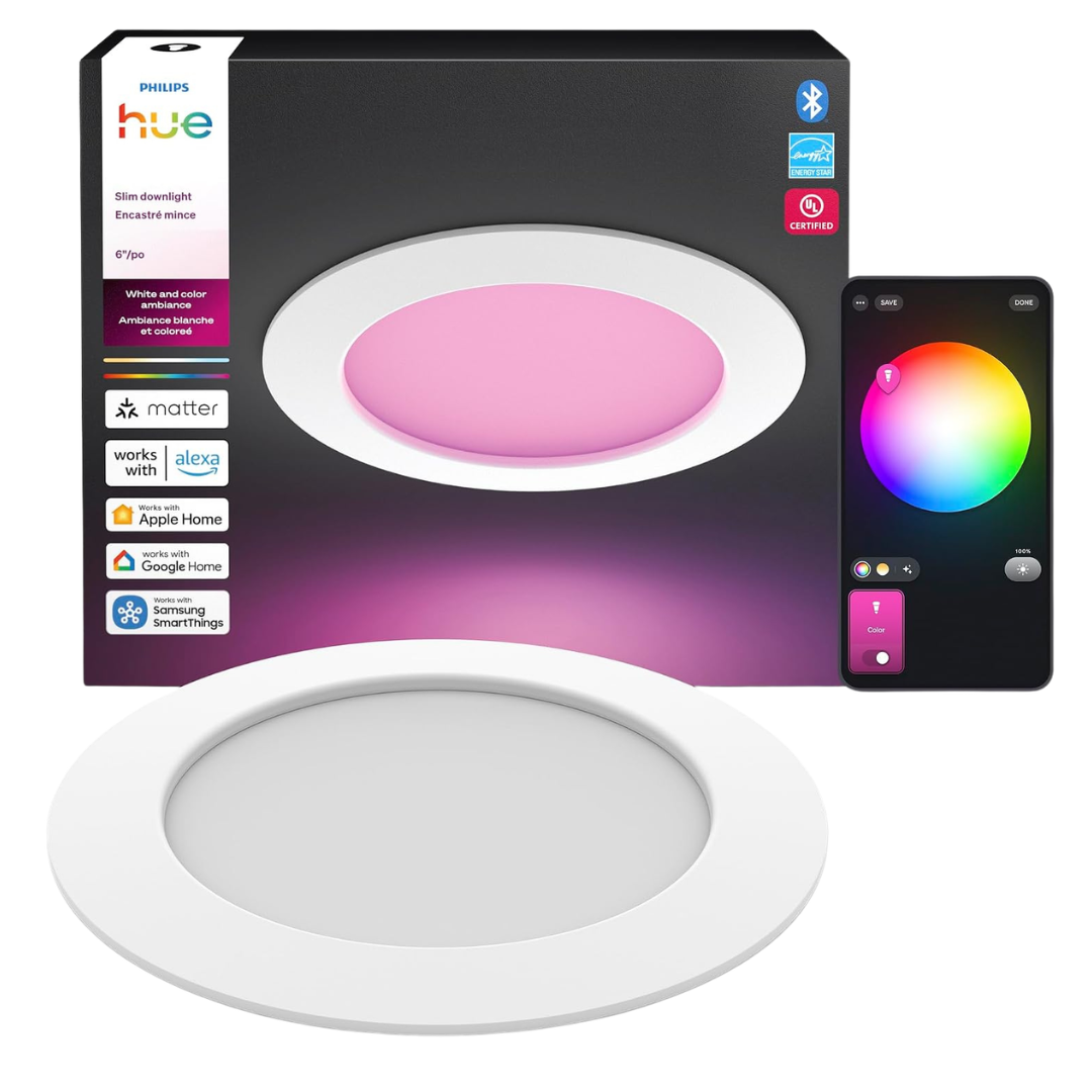 6" Philips Hue 1200-Lumens Slim Recessed LED Ceiling Light