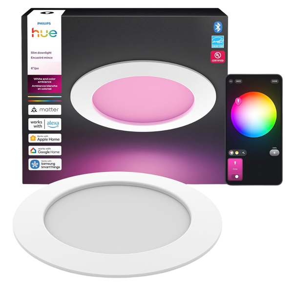6" Philips Hue 1200-Lumens Slim Recessed LED Ceiling Light