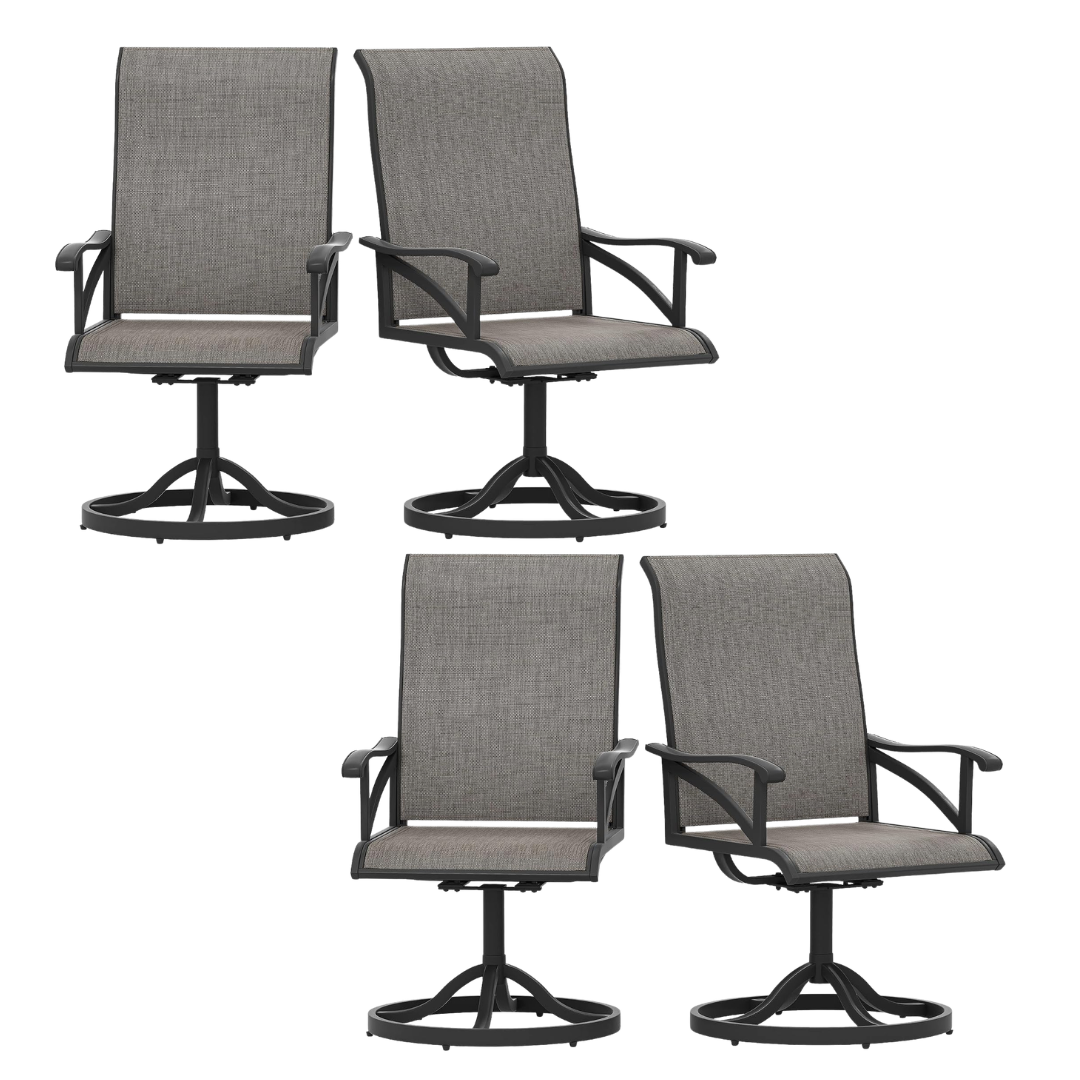 Set Of 4 DWVO All Weather Outdoor Patio Swivel Chairs (Brown)