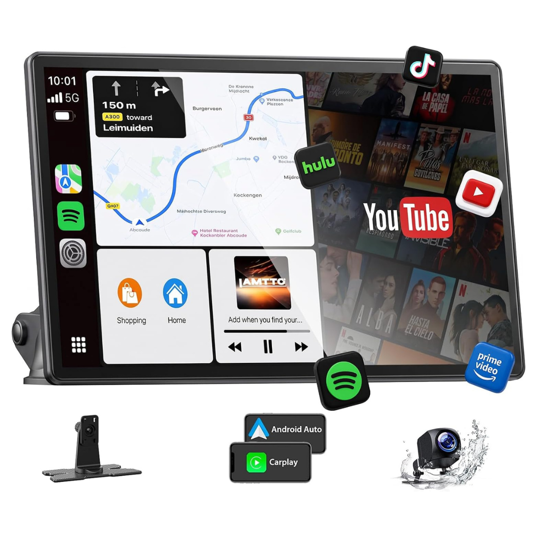 11" LAMTTO Wireless Carplay Screen W/ Apps & Backup Camera