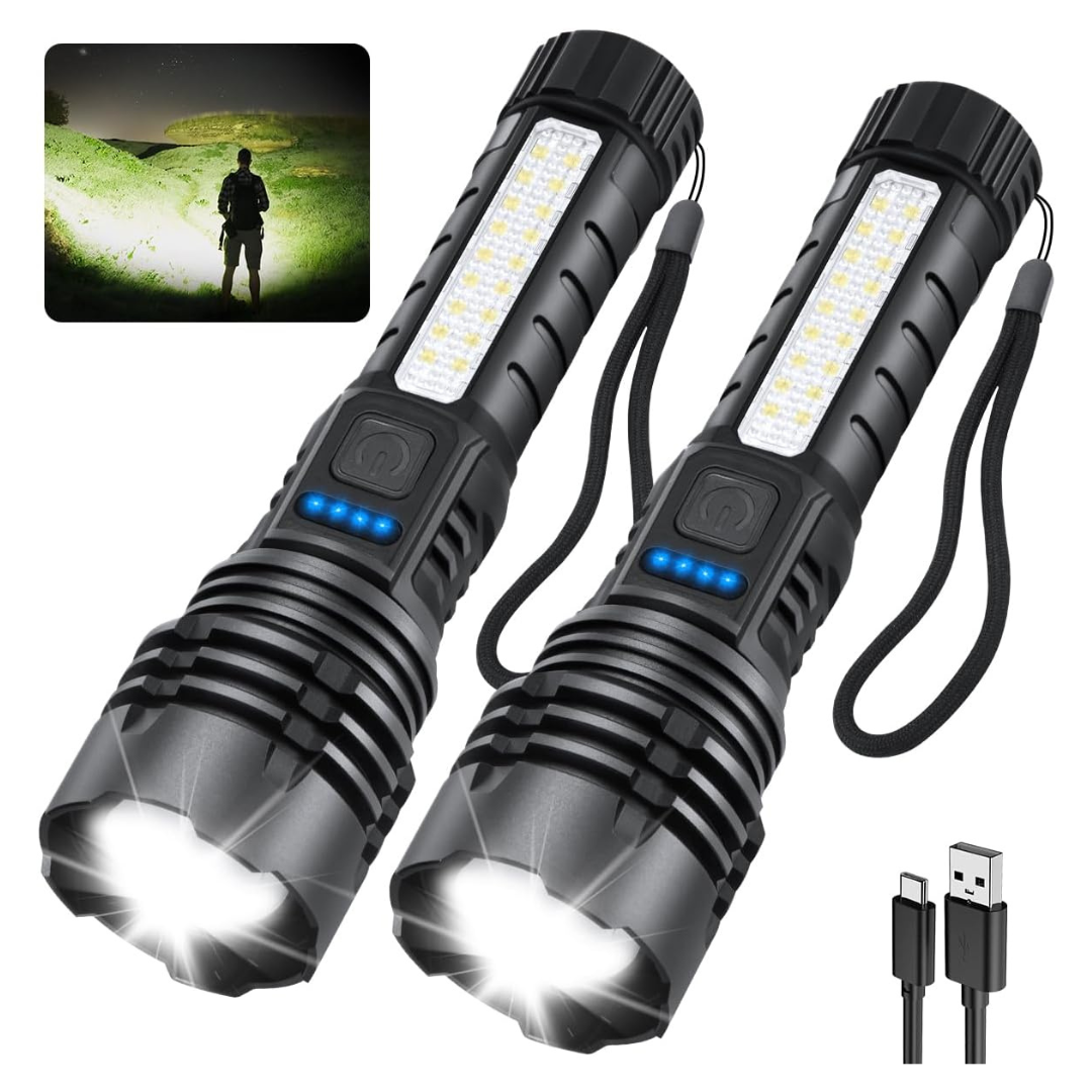 2-Pack High Powered 990000 Lumens Rechargeable Flash Light