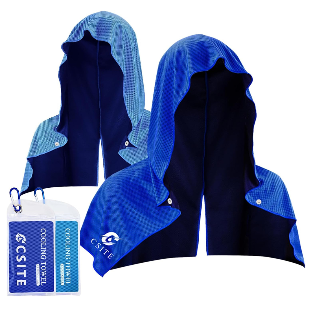 2-Pack 29"x12" UPF 50 Instant Cooling Hoodie Towels (Various)