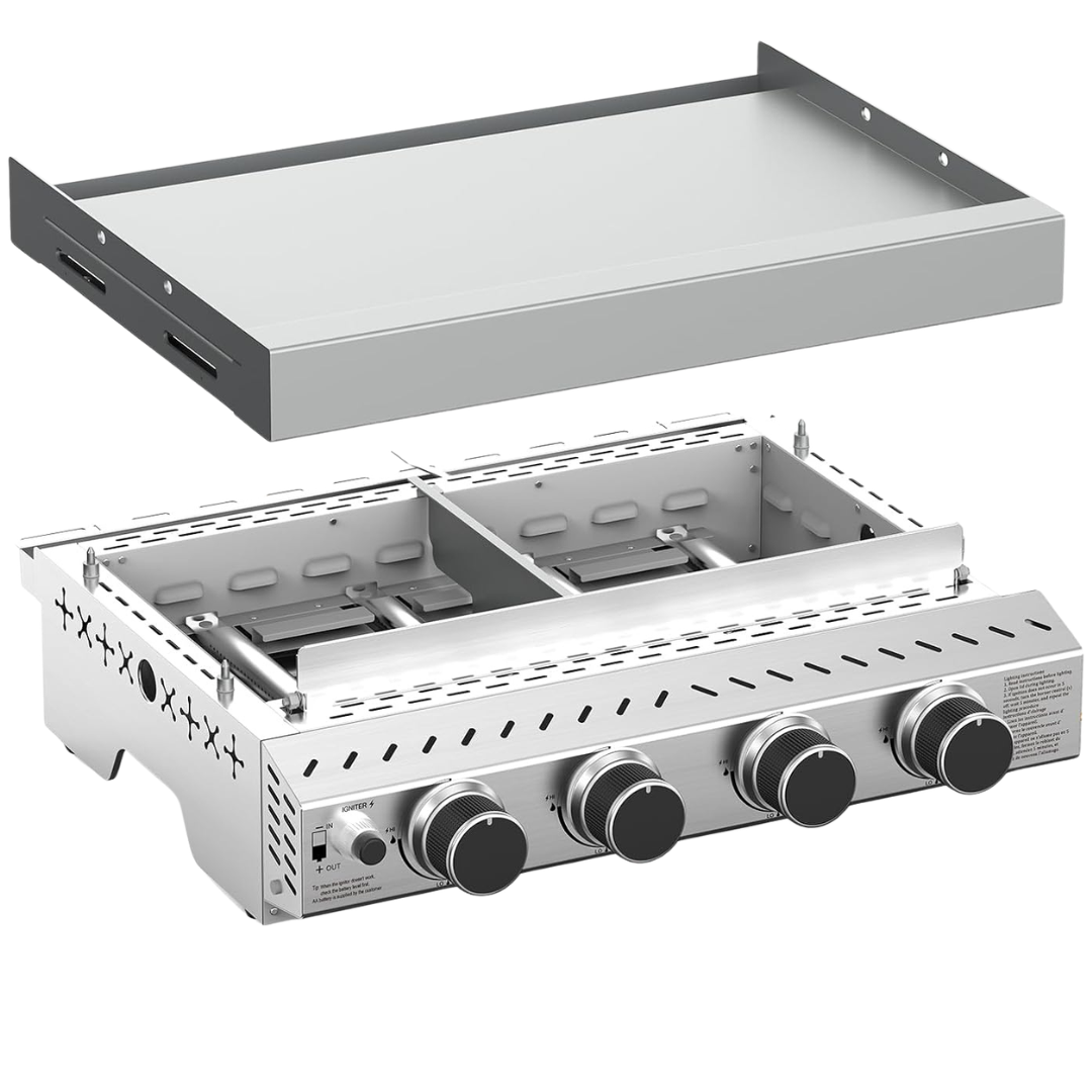 Cowsar Portable 4-Burner 32000 BTU Propane Stainless Steel BBQ Grill
