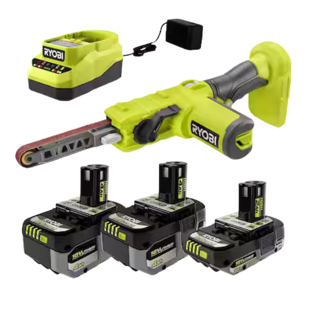 Ryobi One+ 18V Cordless 1/2" X 18" File Sander W/ 2x 4Ah + 2Ah Battery & Charger