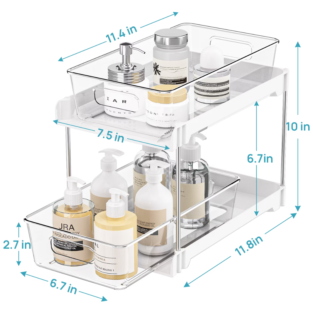 3-Pack Sindcom 2 Tier Bathroom Under Sink Organizers & Storage