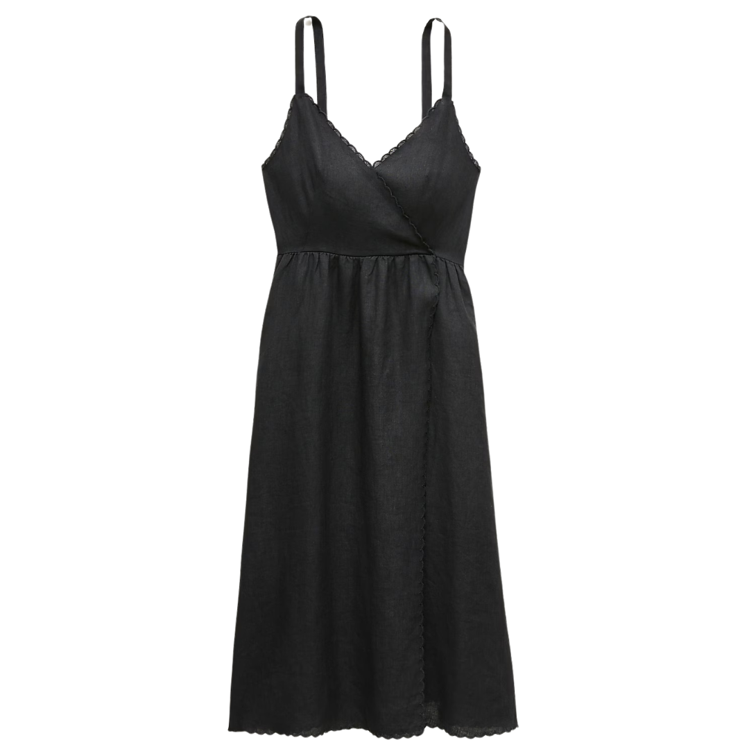 J. Crew Linen Faux-Wrap Scallop-Trim Dress (2 Colors)