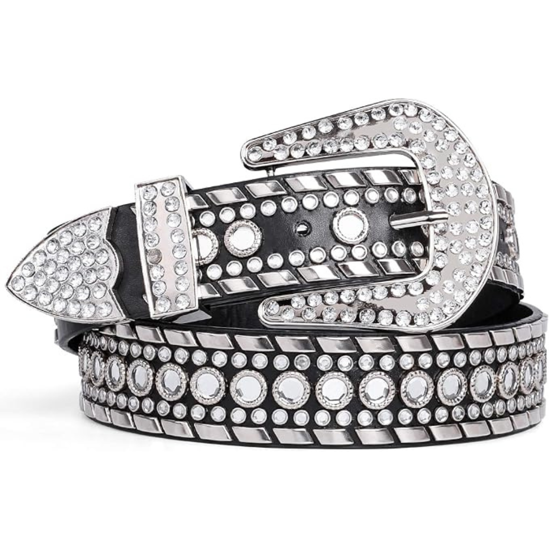 Rhinestone Bling Studded Leather Belt