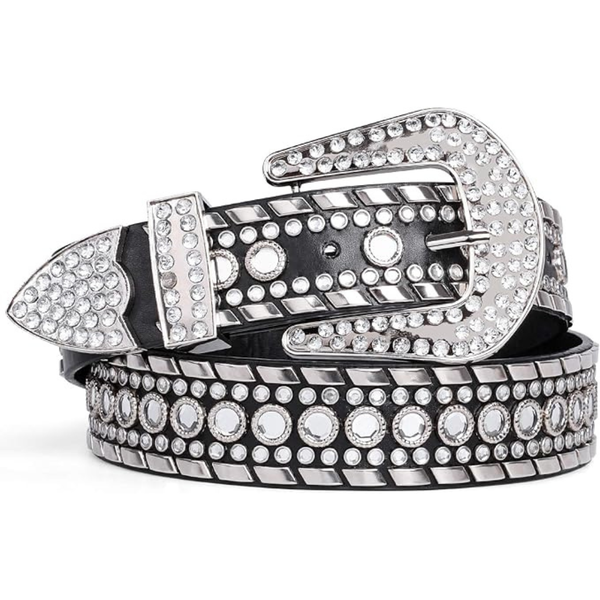 Rhinestone Bling Studded Leather Belt