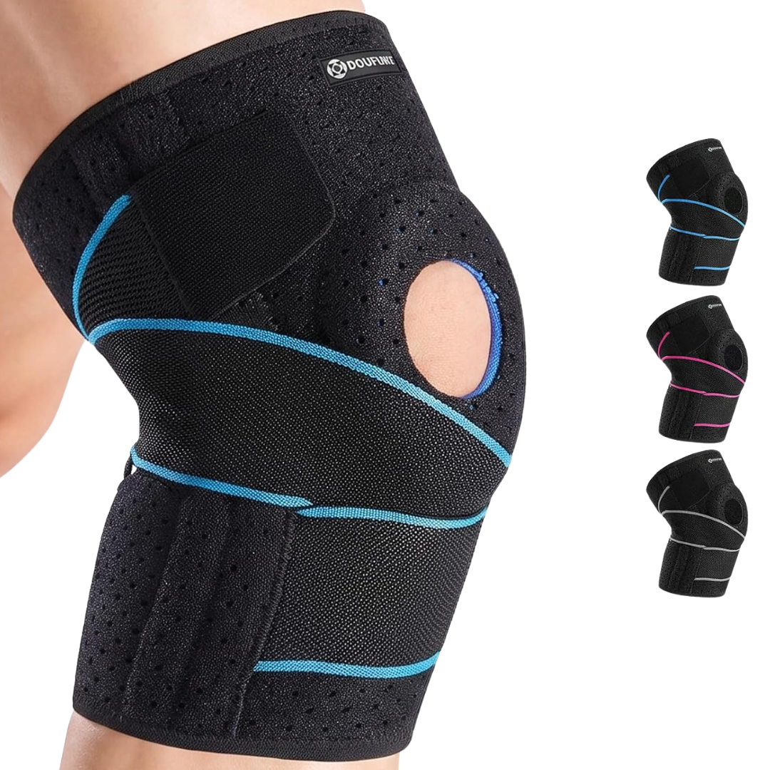 Unisex Breathable Arc-Shaped Knee Brace (Blue & Black)