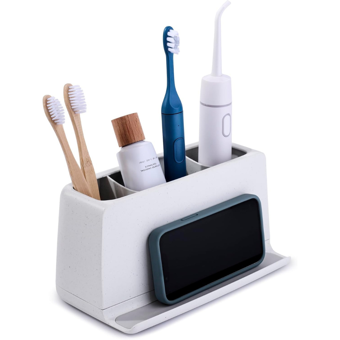 YouCopia The Ledge 3-Slot Toothbrush Holder w/ Smartphone Stand