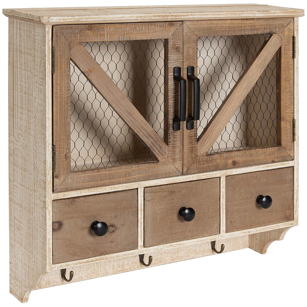 Kate and Laurel Hutchins Wooden Farmhouse Wall Cabinet